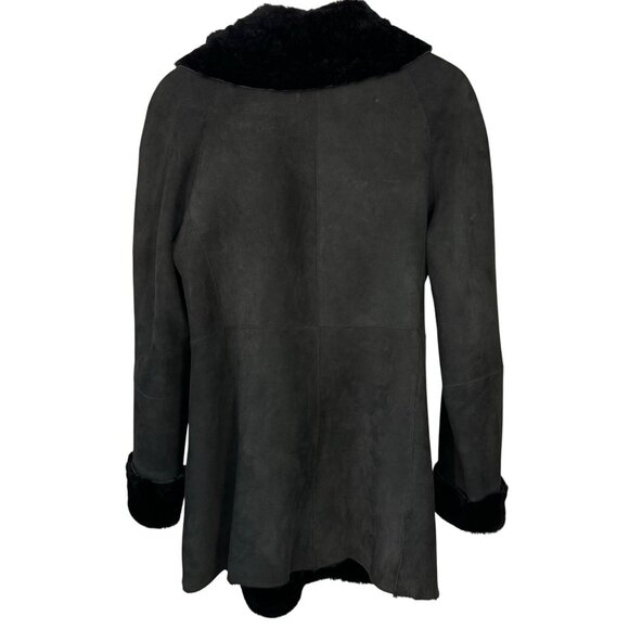 Blue Duck Women’s Coat M Genuine Shearling Fur Sheepskin Black READ - Picture 3 of 15